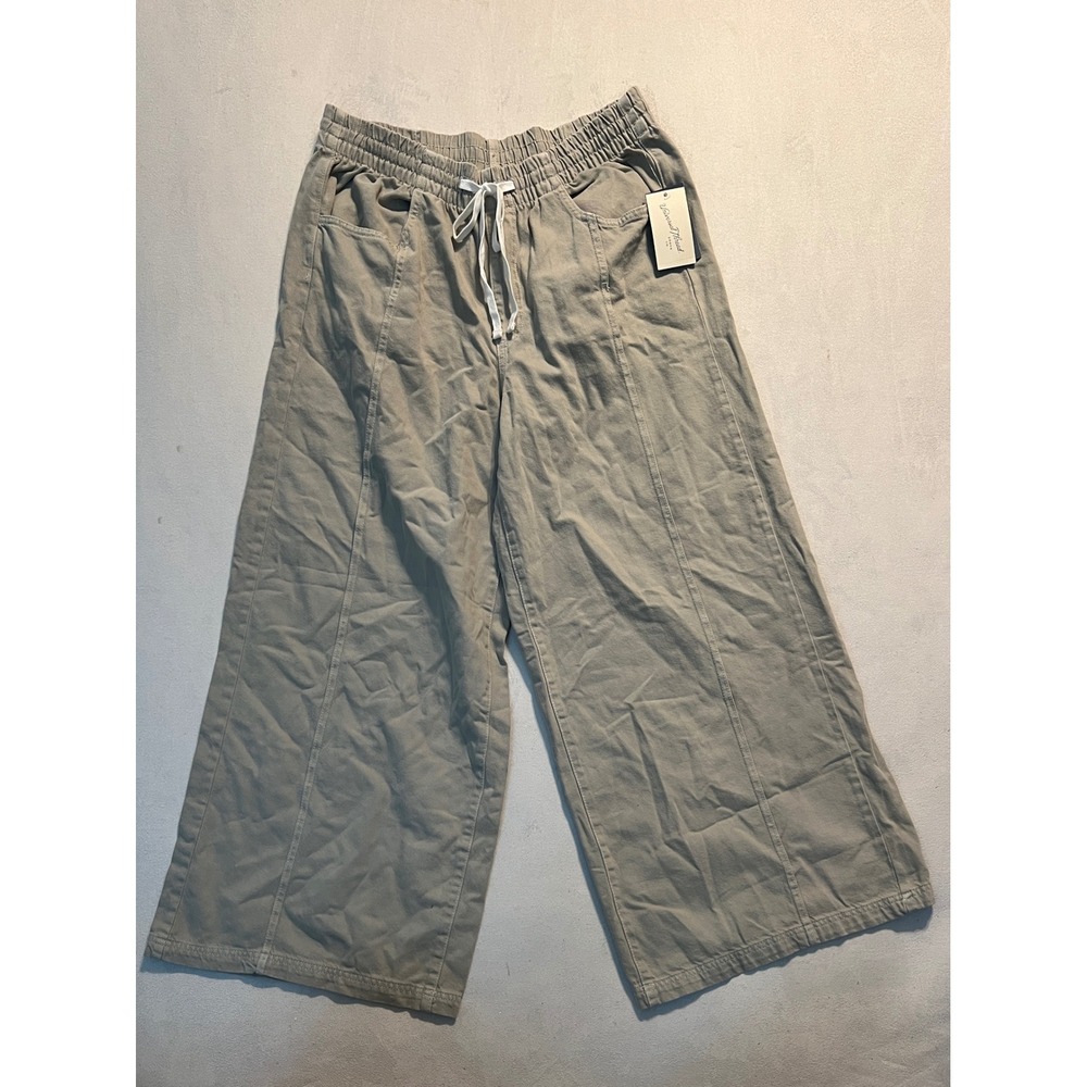 Universal Thread Womens Wide Leg Utility Pants Beige Khaki Cotton Size L NWT